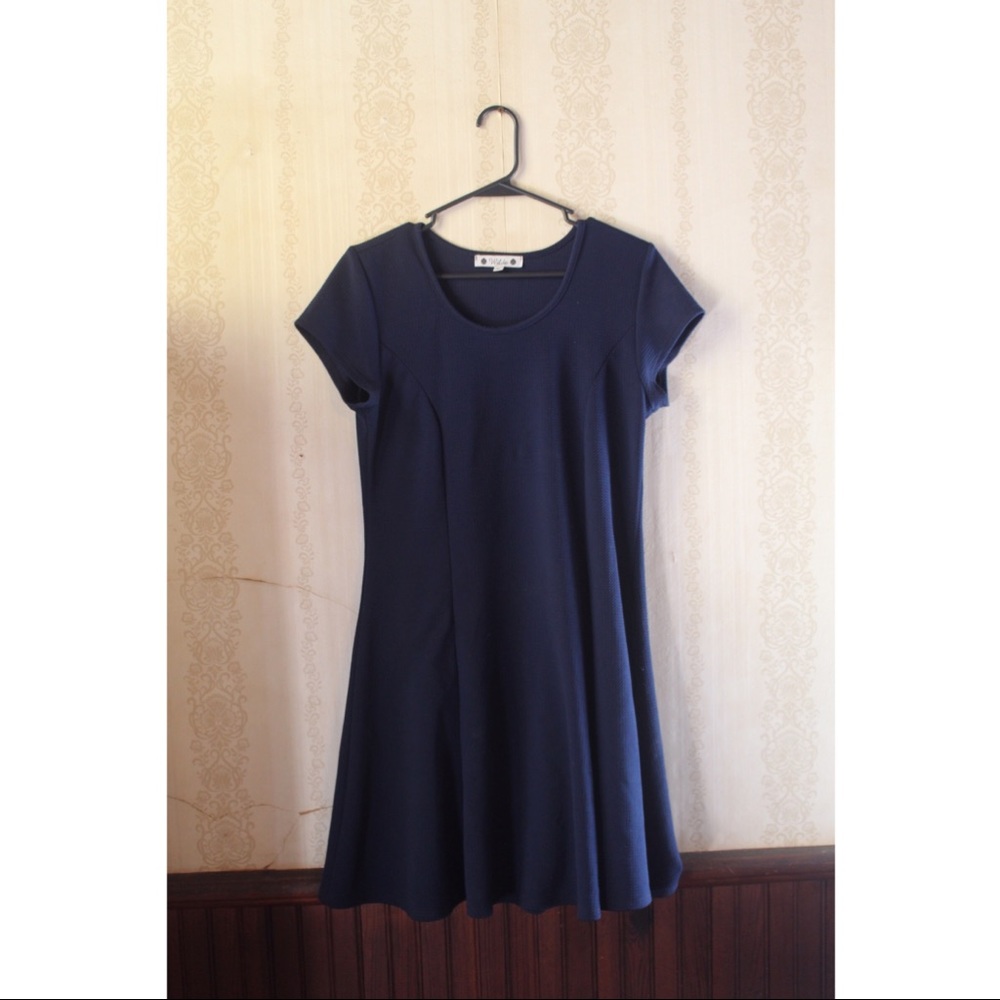 Navy Blue A-Line Stretchy Comfy Dress